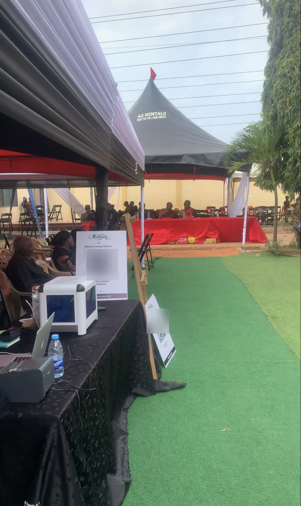 Nsawabode Professional Contribution Desk equipment at the Edwina Araba Eduful funeral in Tema