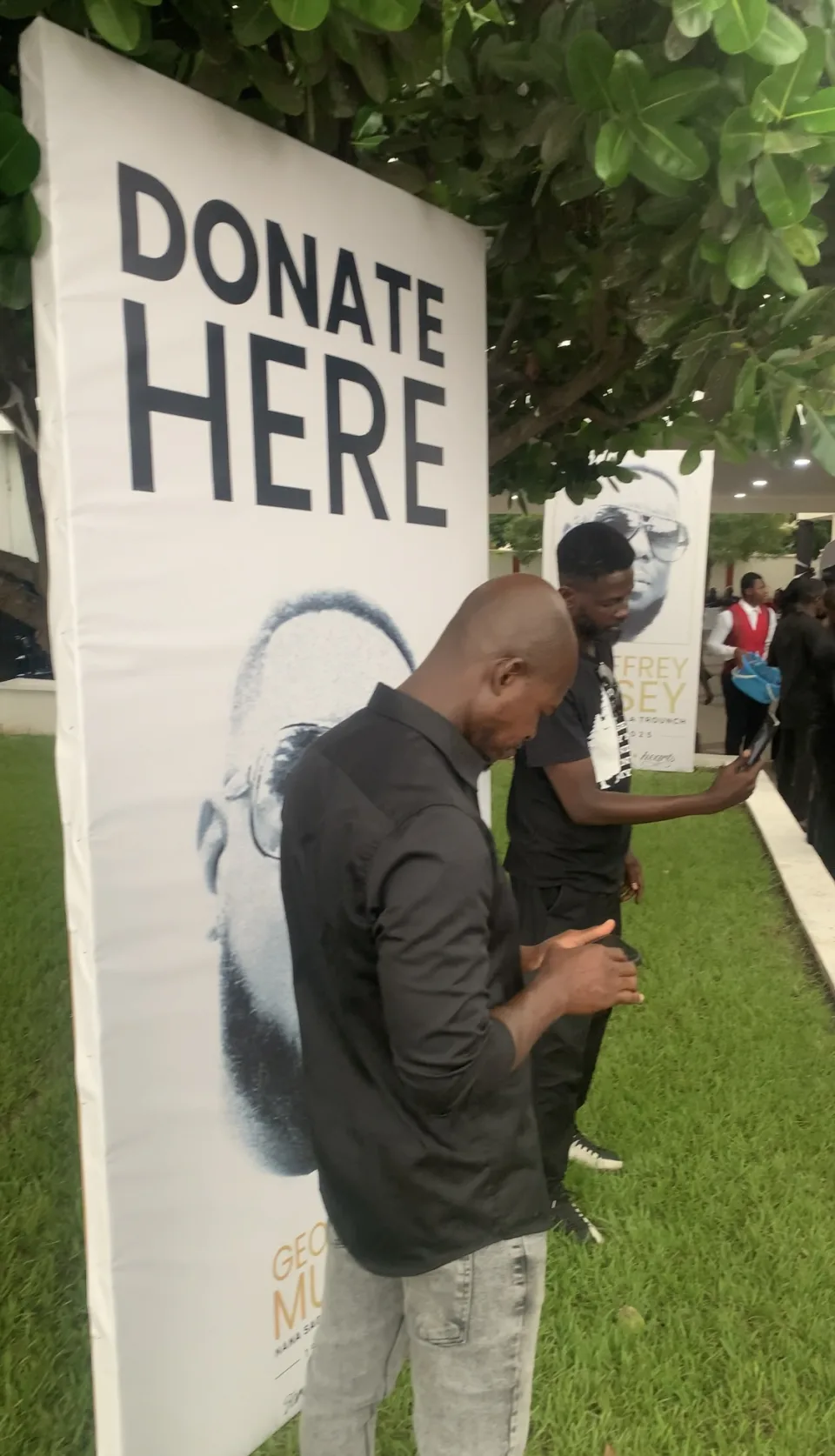 Clearly marked contribution point at the Geoffrey Musey funeral in Lashibi